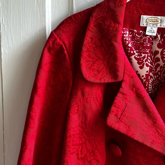 Talbots Brocade Double Breasted Jacket Red - Picture 4 of 8